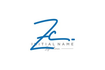 Initial ZC signature logo template vector. Hand drawn Calligraphy lettering Vector illustration.