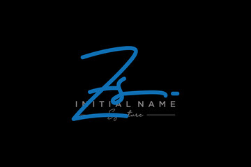 Initial ZS signature logo template vector. Hand drawn Calligraphy lettering Vector illustration.