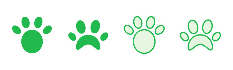 Paw icon set. paw print icon vector. dog or cat paw - obrazy, fototapety, plakaty