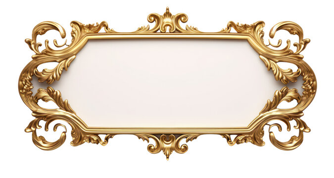 Rectangular gold royal frame border with a medieval touch, adorned with luxurious Western-style floral patterns reminiscent of the Middle Ages.