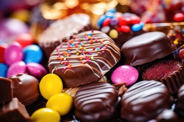 Fototapeta na wymiar Birthday assorted chocolate candies