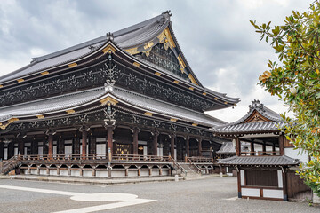 Beautiful view of the majestic temple Higashi Honganji in Kyoto, Japan.
Very elaborate construction...