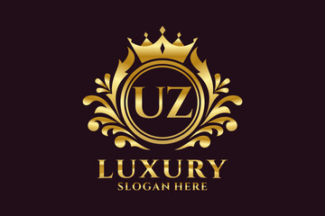 Initial UZ Letter Royal Luxury Logo template in vector art for luxurious branding projects and other vector illustration.