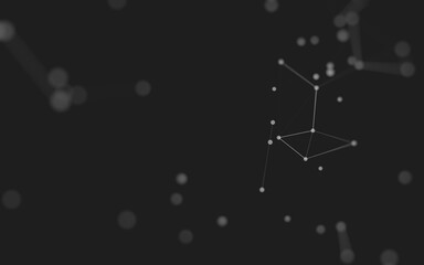 Abstract background. Molecules technology with polygonal shapes, connecting dots and lines. Connection structure. Big data visualization.