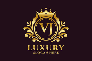 Initial VJ Letter Royal Luxury Logo template in vector art for luxurious branding projects and other vector illustration.