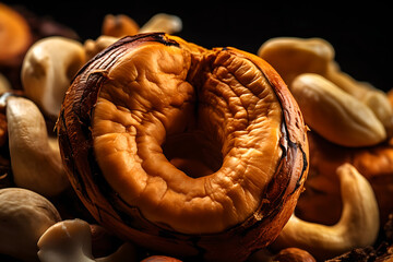 A close up of cashew nut - obrazy, fototapety, plakaty