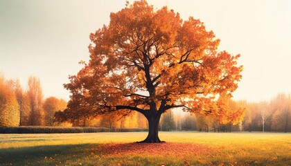 A lonely tree in Autumn Park.