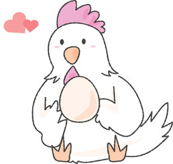 卵を大事そうに持ったにわとり1