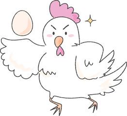 卵を見せつけるゆるいにわとり