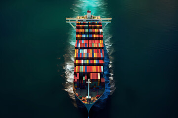 A container ship is moving through the ocean - obrazy, fototapety, plakaty