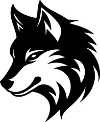 Wolf Heads , Minimalistic Black Logo