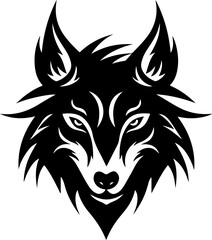 Wolf Heads , Minimalistic Black Logo