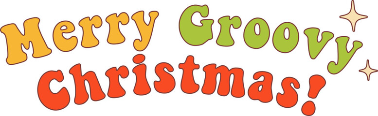 Merry Groovy Christmas Lettering Sticker