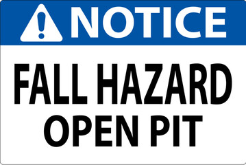 Notice Sign Fall Hazard - Open Pit