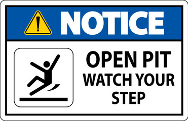 Notice Sign Open Pit, Watch Your Step