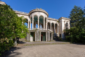 abandoned building with a colonnade, former sanatorium