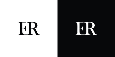 Abstract letter ER or RE vector logo monogram template in black and white color