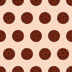 Choco chip seamless pattern. Suitable for backgrounds, wallpapers, fabrics, textiles, wrapping papers, printed materials, and many more.
