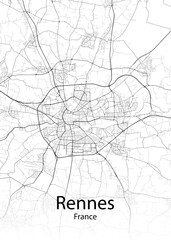 Naklejka premium Rennes France minimalist map