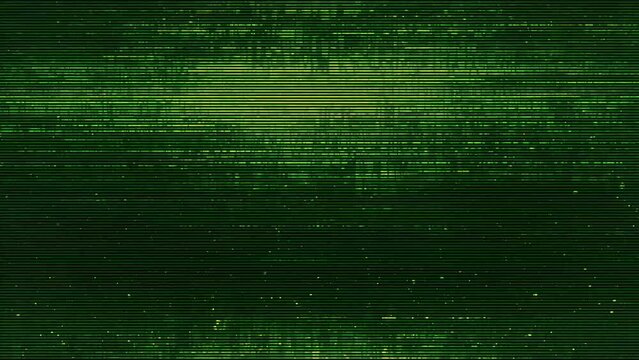 Glowing green old cyberpunk sci-fi terminal screen vhs signal noise damaged tape overlay