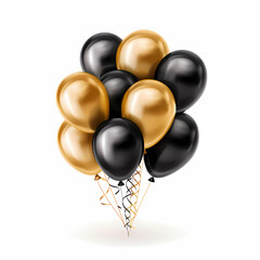 black and gold balloons reveillon or party. generative ai.