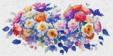 Fototapeta na wymiar Beautiful oil painting floral illustration