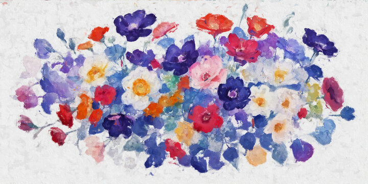 Beautiful oil painting floral illustration