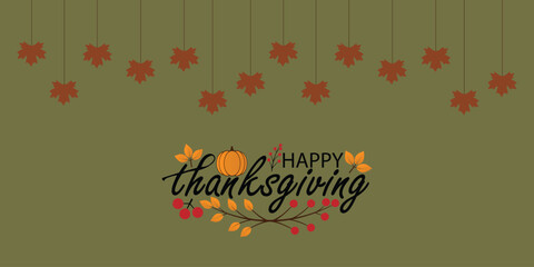 Happy thanksgiving day. Vector banner, greeting card with text Happy thanksgiving day