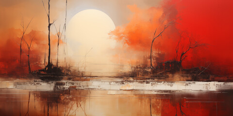 abstract watercolor art autumn