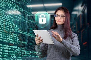 Tablet, lock modern security hologram data safety