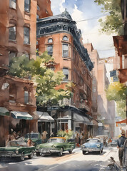 Fototapeta premium Watercolor art of New York city