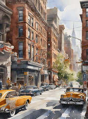 Watercolor art of New York city
