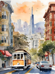 Watercolor art of San Francisco