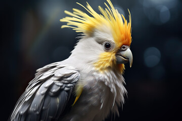 Obraz premium Portrait of a beautiful cockatiel in natural habitat