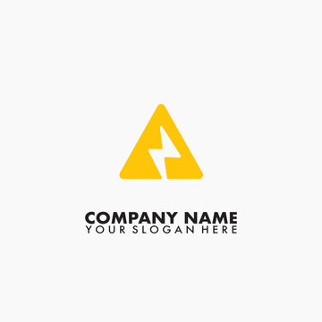 Electric bolt sign with delta triangle logo design template on isolated background.