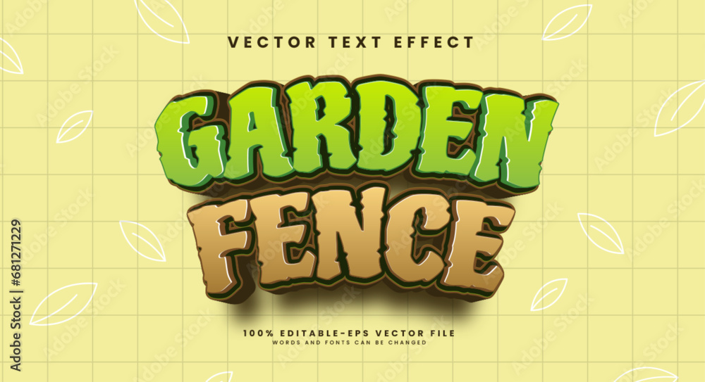 Aufkleber garden fence editable text style effect. vector text effect suitable for natural concepts.