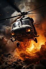 Helicopter  realistic action scene photography