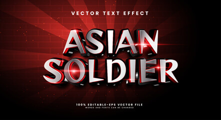 Asian soldier editable text style effect. Vector text effect with red color and futuristic technology concept.