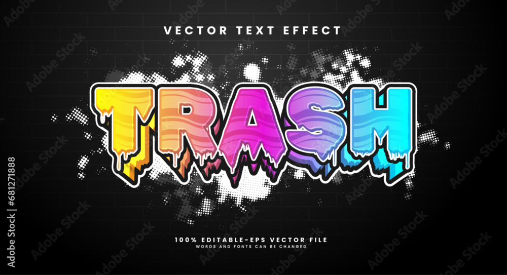 Poster trash editable text style effect. vector text effect with a dirty concept and irregular shape.