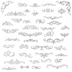 Vector graphic elements for design vector elements. Swirl elements decorative illustration. Classic calligraphy swirls, swashes, floral motifs. Good for greeting cards, wedding invitations, - obrazy, fototapety, plakaty
