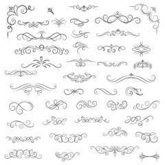 Vector graphic elements for design vector elements. Swirl elements decorative illustration. Classic calligraphy swirls, swashes, floral motifs. Good for greeting cards, wedding invitations,
