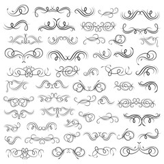 Vector graphic elements for design vector elements. Swirl elements decorative illustration. Classic calligraphy swirls, swashes, floral motifs. Good for greeting cards, wedding invitations,