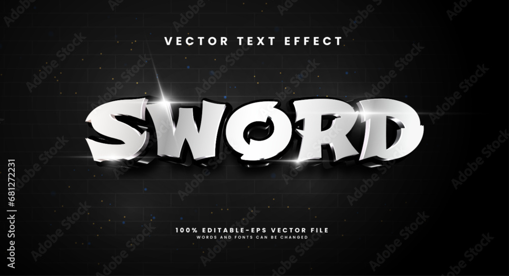 Poster sword editable text style effect. vector text effect with a dark silver color and an elegant concept