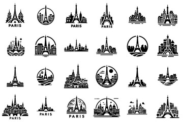 Exploring the Heart of Paris: Vector Illustrations of the French Capital landmarks - obrazy, fototapety, plakaty