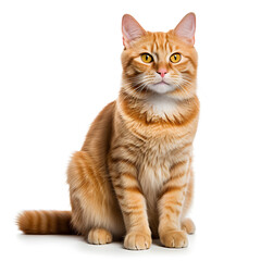 Obraz premium Ginger, Orange Cat Kitten Isolated on White Background - Generative AI