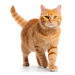Ginger, Orange Cat Kitten Isolated on White Background - Generative AI