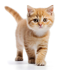 Obraz premium Orange and White Cat Kitten Isolated on White Background - Generative AI