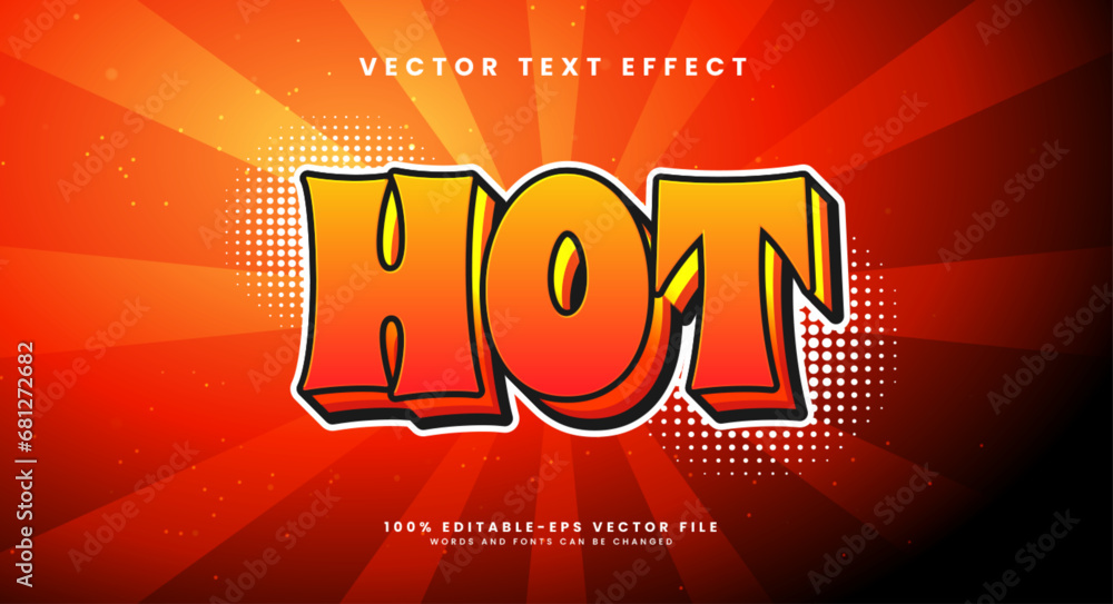 Poster hot flame editable text style effect. vector text effect with bright colors that give the impression