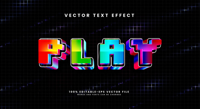 Colorful play editable text style effect. Vector text effect with a futuristic technological concept.