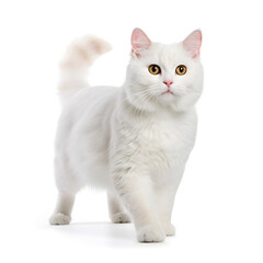 White Cat Kitten Isolated on White Background - Generative AI